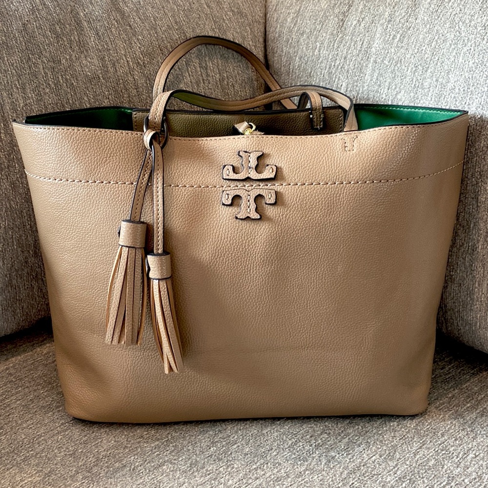 VGUC Large Cream Granite Tory Burch Tote